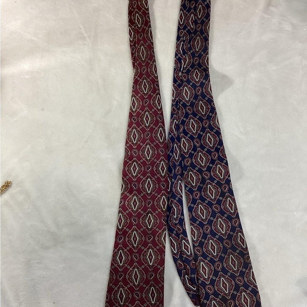 Dior Maroon and Dark Blue Geometric Ties